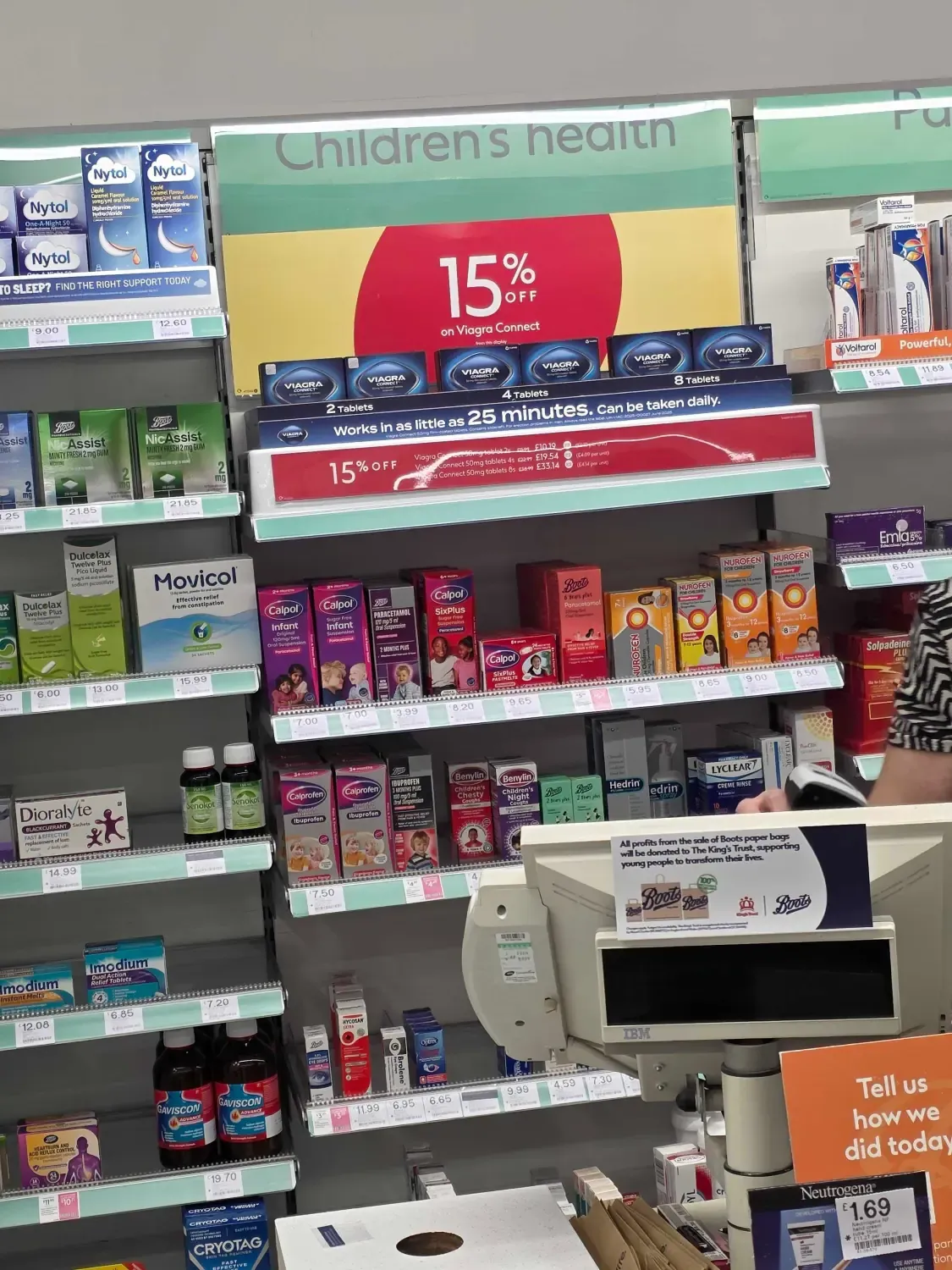 A Viagra Connect promotion under the Children’s health sign in Boots