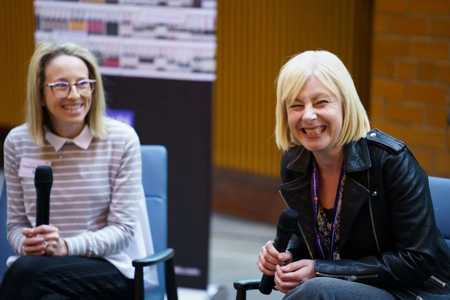Two panellists speaking at a previous Vazen event